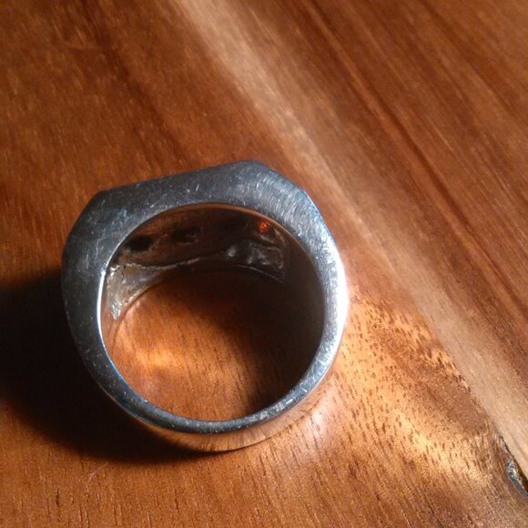 Men's Garnet and White Crystal Stainless Steel Ring (Size 10) - Picture 7 of 8